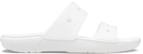 Crocs Classic Sandale – Unisex Sandalen für Erwachsene mit zwei Riemen – Slip-On-Sliders – Weiß – Größe 39-40