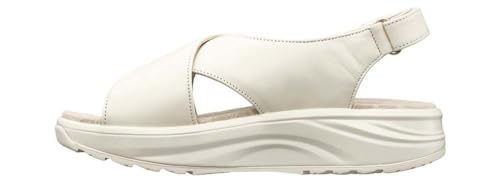 JOYA Lisbon White, Damen Cross-Sandale aus Premiumleder mit verstellbarem Klettverschluss, weiß, 39