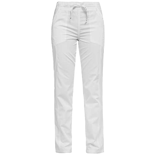 B-well Luca Medizinische Schlupfhose Arbeitshose 3 Taschen Unisex mit elastischem Bund und Gesäßtaschen Krankenhaus Uniformhose mit mittlerer Taille und Rundumgummibund (Weiß, 3XL)