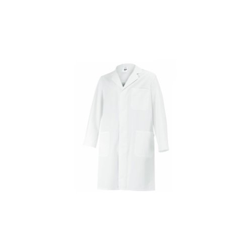 BP 1656-130-21-XLn Unisex-Mantel, Langarm, Kragen mit Aufschlag, 205,00 g/m² Reine Baumwolle, weiß, XLn