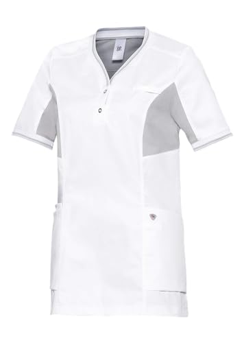 BP 1760-435-2151-Mn Freizeit-Tunika für Frauen, 1/2 Ärmel, Piqué-Einsätze und Arm-Lift-System, 180,00 g/m² Stoffmischung, weiß/hellgrau, Mn