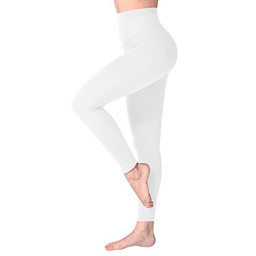 SINOPHANT Leggings Damen High Waist - Blickdicht Leggins mit Bauchkontrolle für Sport Yoga Gym(1 Weiß,S-M)
