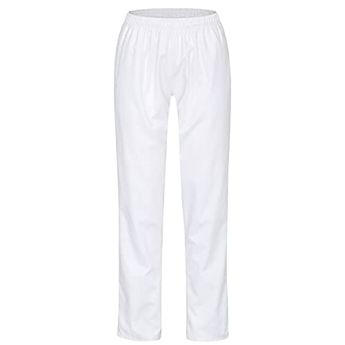 DESERMO Schwesternhose | Schlupfhose mit Gummibund & Tunnelzug Kordel | Waschbar bei 90 Grad hygienisch | Medi Hose mit optimiertem Stoffgewicht (195 g/m²) höhere Blickdichte, Farbe: Weiß, Size 42