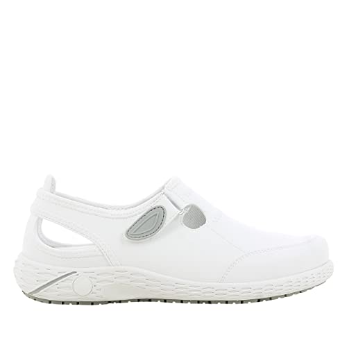 SAFETY JOGGER Arbeitsschuhe Damen Oxypas - LINA - Leichter, Bequemer Sicherheitsschuh mit Klettverschluss, ideal für Pflege, Küche oder Innenbereich, rutschfest, 40 EU Weiss