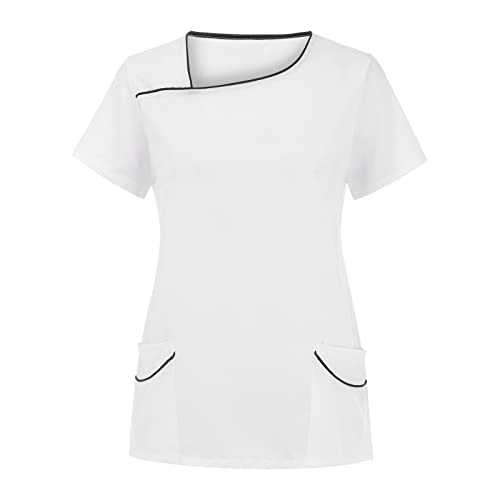 Arbeitskleidung Damen, Berufsbekleidung Herren Weiße Kasacks Nurse Clinic Dress Arbeit Altenpflege Outfit Kittel Sommer Bunt Pflege Kleidung Kassak Laborkittel