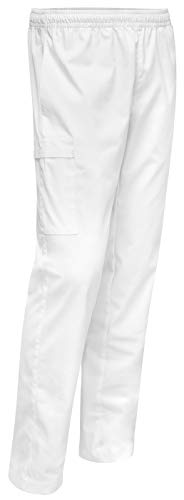 Weiße Praxishose Bequeme praktische Arzthose mit elastischen Gummibund Herren Hygiene Medizin Pflege Catering Gastro, Größe: 23