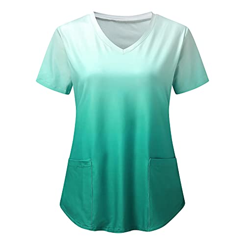 XIAOHUAHUA Uniformen Damen V-Ausschnitt Comfy mit Taschen große größen Berufsbekleidung Pflege Schlupfkasack Krankenschwester Krankenhaus Pflegebekleidung Tee Tops Shirt Tunika