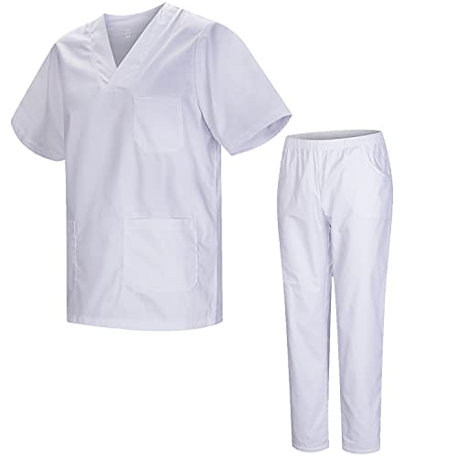 MISEMIYA - Unisex-Schrubb-Set - Medizinische Uniform mit Oberteil und Hose ref.8178 - XX-Large, Weiß 21