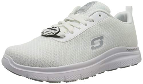 Skechers Herren Flex Advantage Sr Bendon Sneaker, White Mesh Water And Stain Repellent Treatmen, 43 EU