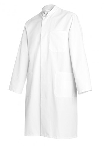 BP 1626-130-21-50n Mantel für Männer, Langarm, Stehkragen, 205,00 g/m² Reine Baumwolle, weiß, 50n