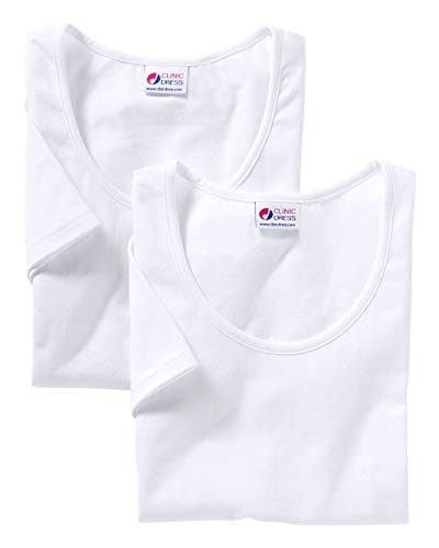 CLINIC DRESS Shirt - Damenshirts im Doppelpack leicht tailliert Rundhalsausschnitt Länge: ca. 62 cm 60 Grad Wäsche weiß 34/36