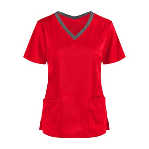 Kasacks Damen Pflege Berufskleidung Unregelmäßiger Bunt Pullover V Ausschnitt Tshirt Kurzarm Motiv T Shirt Krankenpflegeuniform Drucken Altenpflege Arbeitskleidung Set Kittel