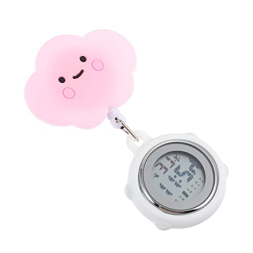 Balacoo Digital Uhr Krankenschwester Uhr Wolken Taschenuhr Schwesternuhr Quarzuhr Prüfung Uhr Clip On Uhr Silikon Uhr Hängeuhr Ansteckuhr Dehnbare Pflegeuhr Fob Uhr für Pflege Arzt Student Damen