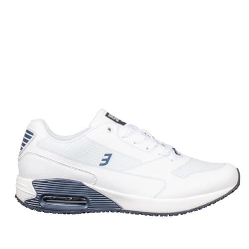 Oxypas Safety Jogger Arbeitsschuhe Herren 46 EU - Justin - Ultraleichter Arbeitssneaker, Rutschfester Sicherheitstrainer, ideal für Krankenhaus-, Gesundheits-, Küchen- und Reinigungspersonal, Blau