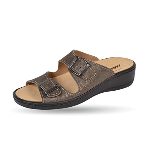 Weeger Orthopädische-Pantolette mit auswechselbarem Fußbett beige metallic Gr. 39