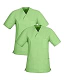 CLINIC DRESS Schlupfkasack im Doppelpack Unisex Kasacks Schlupfhemd für die Pflege oder Medizin in 100% Baumwolle 60 Grad Wäsche apfelgrün XXL
