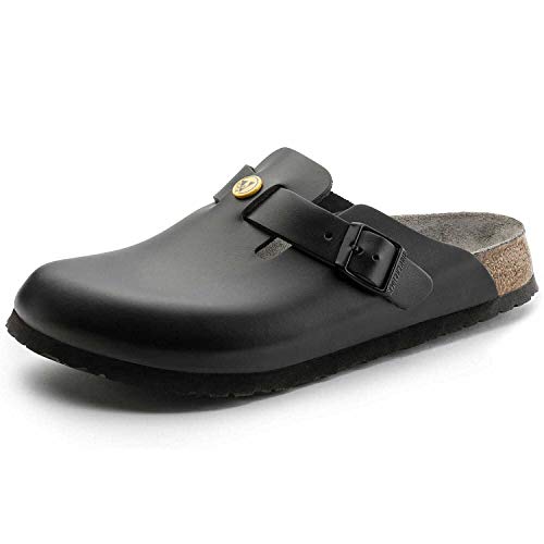 BIRKENSTOCK Classic Boston - Zuecos de Piel Unisex para Adultos, Talla 44, Color Negro