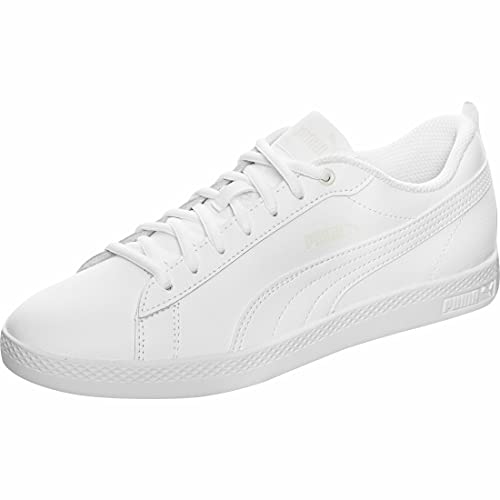 PUMA Women's Fashion Shoes SMASH WNS V2 L Trainers & Sneakers, PUMA WHITE-PUMA WHITE, 40