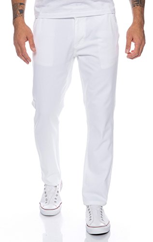 Rock Creek Herren Designer Chino Hose Regular Slim Chinohose RC-390 Weiß W34 L34