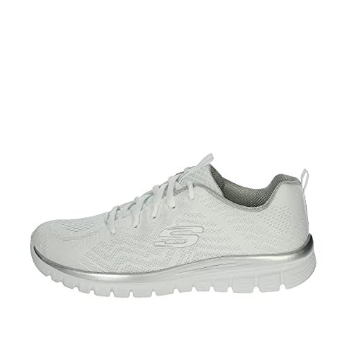 Skechers Damen Sneakers, White Silver, 40 EU