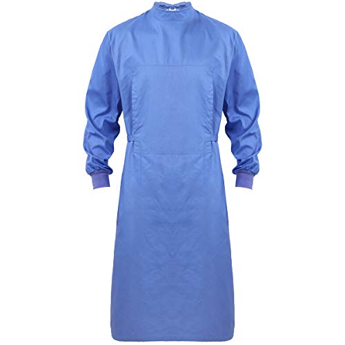 inhzoy Männer Frauen OP Kleid Arzt Krankenschwester Kittel Mantel Medizinische Chirurgie Kleidung für Krankenhaus Zahnkliniken Blau Small