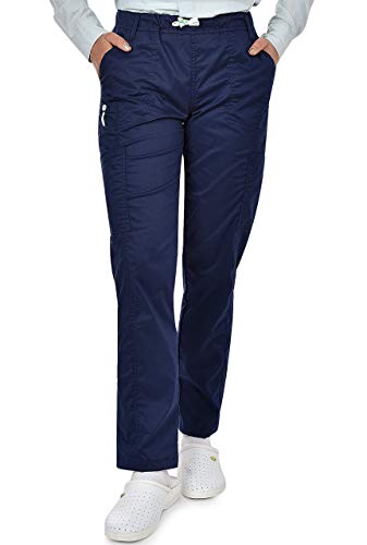 B-well Medizinische Schlupfhose Arbeitshose Dante 5 Taschen Unisex mit elastischem Bund und Gesäßtaschen Krankenhaus Uniformhose mit mittlerer Taille und Rundumgummibund Blau 2XL