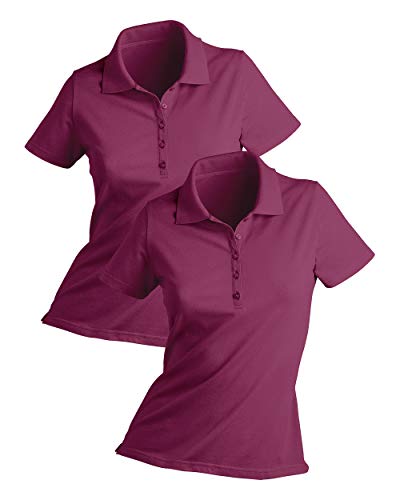 CLINIC DRESS Shirt - Doppelpack Longshirt Damen in 96% Baumwolle, für Krankenschwestern, Ärztinnen und Pflegepersonal Berry 38/40