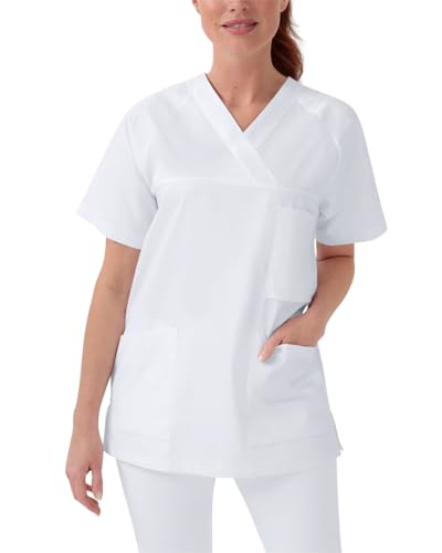 CLINIC DRESS Schlupfkasack Leichter Damen Kasack für Krankenpflege und Altenpflege |75/25 | 95 Grad Wäsche | Industriewäsche geeignet weiß L