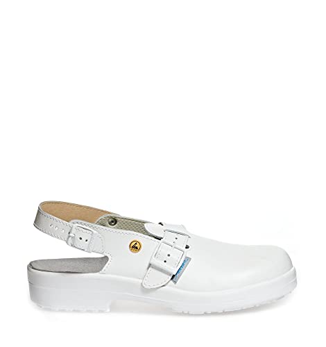 ABEBA 31000-41 ESD - Sicherheitsschuh Classic - Arbeitsclog - Genarbtes Leder - Klimaklasse 1 - mit Stahlkappe - Größe: 41 - Farbe: Weiß