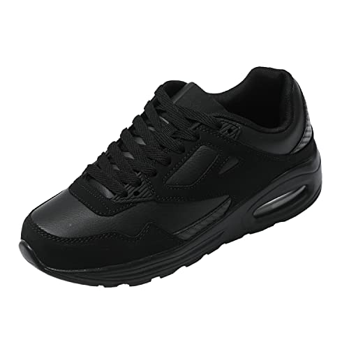 JOMIX Turnschuhe Damen Sneaker Sportschuhe Luftkissen Laufschuhe Anti-Rutsch Atmungsaktive Trainers Fitness Gym Straßen Outdoor (Schwarz, 38 EU)