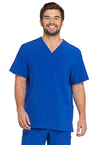 Dickies EDS Essentials Men's V-Neck Utility Solid Scrub Top Large Galaxy Blue