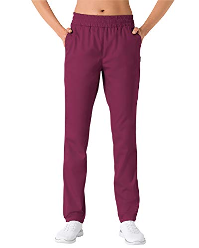 CLINIC DRESS Hose für Damen und Herren, lässige Beinweite, Rundumgummibund mit Kordeldurchzug, 2 Seitentaschen, Schrittlänge ca. 82 cm. 50% Baumwolle, 95 Grad Wäsche Berry XL