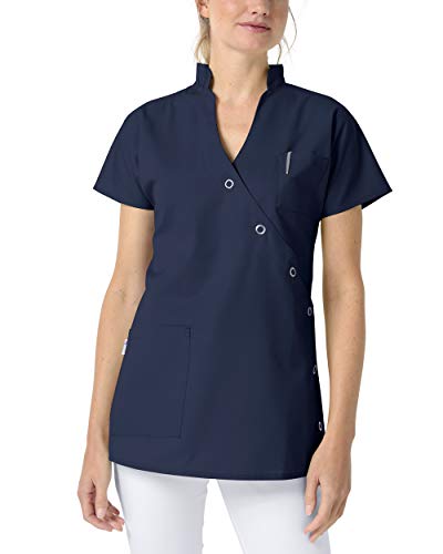 CLINIC DRESS Kasack Damenkasack für Krankenpflege und Altenpflege mit Brusttasche Mischgewebe 95° Wäsche Navy 40