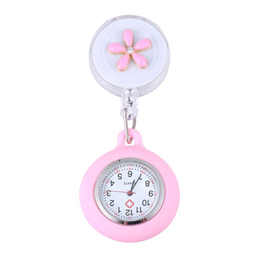 Balacoo Krankenschwester Uhren Versenkbare Clip- Auf Krankenschwester Uhr Digitale Uhr mit Niedliche Blätter für Krankenschwestern Ärzte (Rosa)