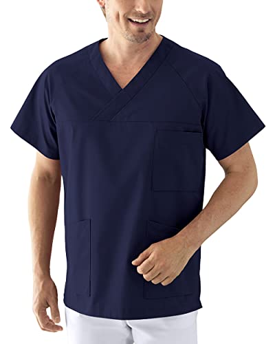 AT YOUR SIDE Schlupfkasack Herren Kasack Pflege | Schlupfkasack für Altenpflege & Krankenpflege | Medizinische Berufskleidung | Navy S