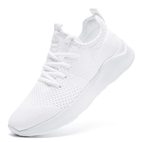 LANGFEUU Damen Turnschuhe Sneaker Schuhe Damen Sportschuhe Laufschuhe Tennisschuhe Outdoor Running Damen Walkingschuhe Straßenlaufschuhe rutschfest Atmungsaktiv Leichtgewichts Weiß 39