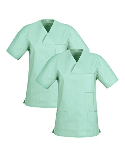 CLINIC DRESS Schlupfkasack im Doppelpack Unisex Kasacks Schlupfhemd für die Pflege oder Medizin in 100% Baumwolle 60 Grad Wäsche Aquarelle XL