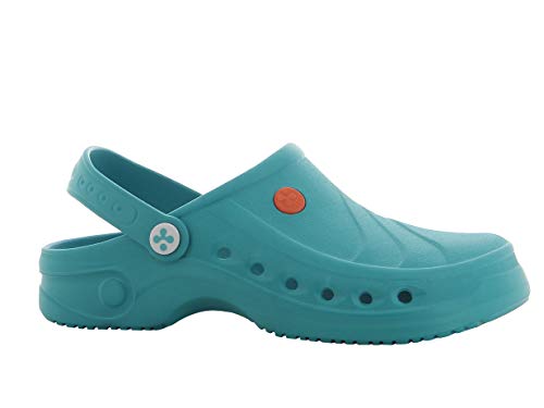 Safety Jogger Clogs für Damen - Sonic - Leichter Sicherheitsschuh für Herren, ideal für Krankenhaus, Küche oder Garten, rutschfest und Stoßdämpfend, Theaterschuh, Grün UK 2,5/3,5 EU 35/36