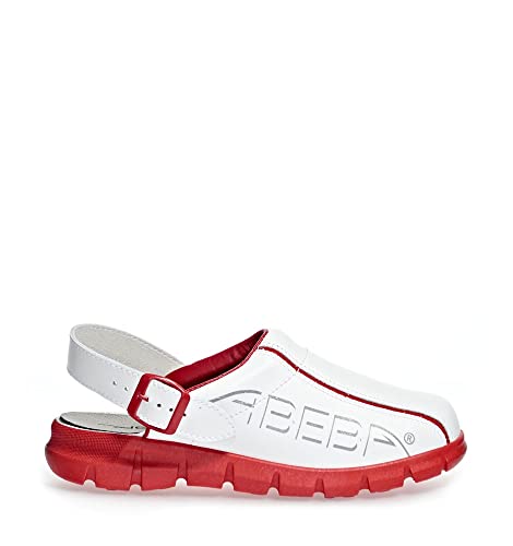 Abeba Berufsschuh-Clog Abeba 7313 – 35 Dynamic Pantoffeln, 7313-39, Weiß / Rot, 39 EU