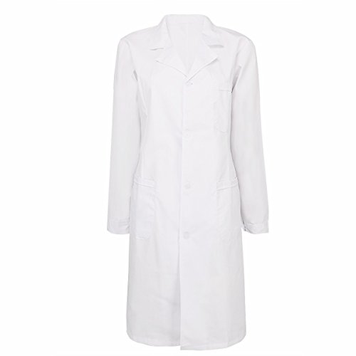 iiniim Damen/Herren Arztkittel Labormantel Laborkittel Unisex Kittel weiß Berufsbekleidung Baumwolle S-XXL Damen Weiß M