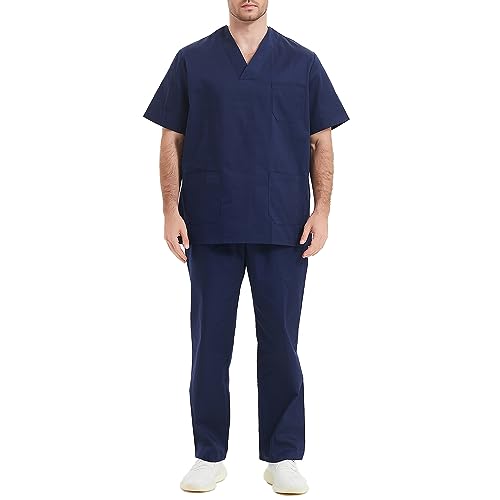 MISEMIYA Unisex Uniforms Scrub Bz-817-8312 Arbeitsbekleidung-Set, Marineblau 21, L (2er Pack)