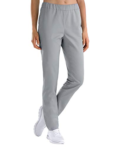 CLINIC DRESS Hose für Damen, lässige Beinweite, Rundumgummi-Hose mit hohem Bund, Schrittlänge ca. 80 cm, 60 Grad Wäsche grau 56
