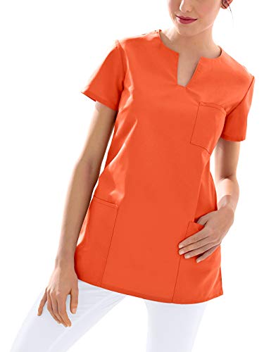 CLINIC DRESS Schlupfkasack Kasack Damen für Krankenpflege und Altenpflege 95 Grad Wäsche mandarinrot L