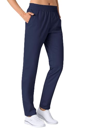 CLINIC DRESS Hose für Damen und Herren, lässige Beinweite, Rundumgummibund mit Kordeldurchzug, 2 Seitentaschen, Schrittlänge ca. 82 cm. 75/25, 95 Grad Wäsche Navy L