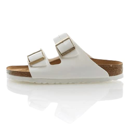 BIRKENSTOCK Classic Damen Arizona Birko-Flor Pantoletten, Weiss Lack, 40 EU