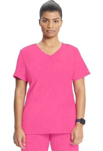 Cherokee Damen OP-Oberteil Infinity - Kasack Oberteil - OP-Oberteil - Klinik-Hemd - Klinikkleid - Schlupfkasack - Scrubs - Medizinische Berufsbekleidung - Rosa - XL