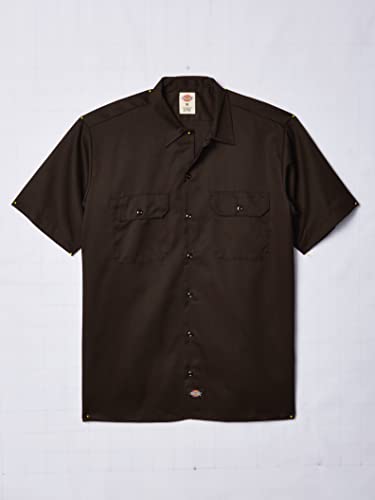 Dickies Herren-Arbeitshemd, kurzärmlig, Freizeit-Pyjamahose, Dunkelbraun, Größe XL