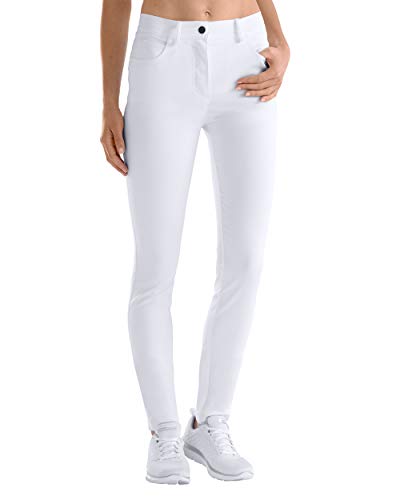 CLINIC DRESS Hose - Damen Stretch Hose 5-Pocket mit Teilgummibund, hoher Bund, Schrittlänge ca. 78 cm, eng anliegend, sehr figurbetont weiß 38