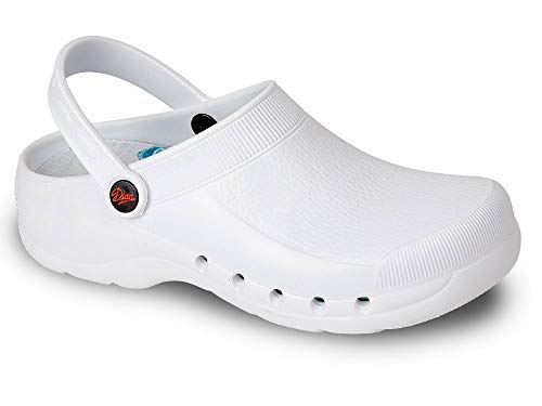 DIAN Clog- Ultraleichter, Antibakteriall, Rutschfester Sicherheitstrainer, ideal für Krankenhaus-, Gesundheits-, Küchen- und Reinigungspersonal, Eva Weiß, Weiß Eva, 40 EU