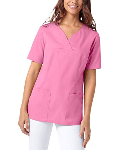 CLINIC DRESS Schlupfkasack Damen Kasack für die Pflege 1/2 Arm Regular Fit Länge ca. 70 cm 50% Baumwolle 95 Grad Wäsche Rosy pink S